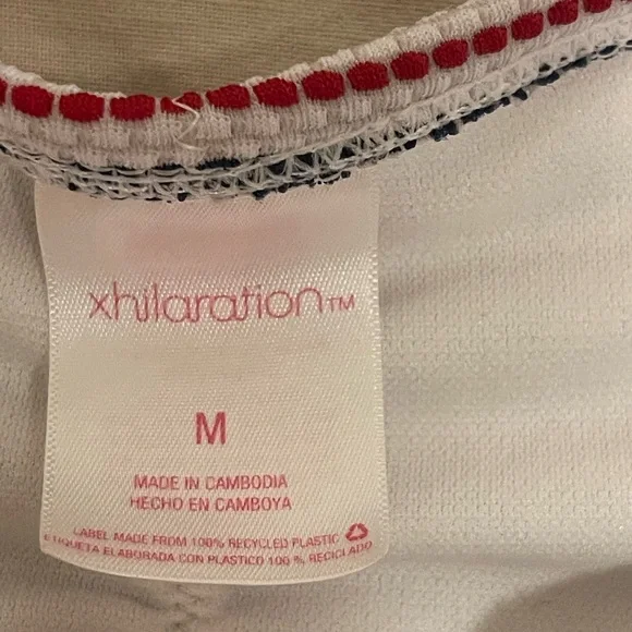 Xhilaration Navy, White & Red Striped swim suit - Picture 9 of 11